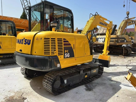 En buen estado, mini excavadora Komatsu PC56, mini excavadora japonesa de segunda mano.